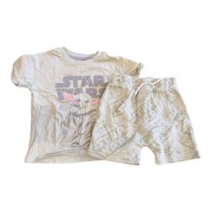 Star Wars Grogu Baby Yoda T-Shirt and Shorts Set Sage Green Toddler 3T